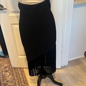 Timo Weiland Black Asymmetrical Fringe Skirt